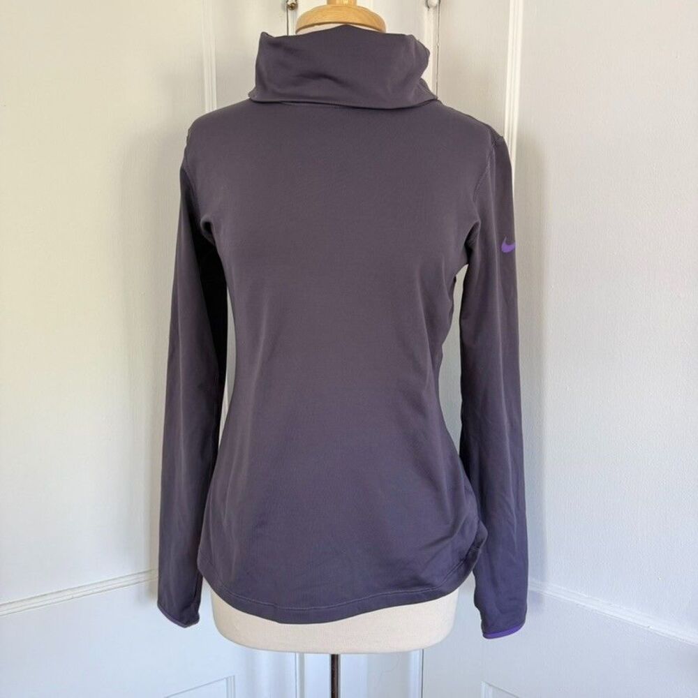 Nike Pro Hyperwarm Infinity Training Top Dri-Fit Size L Purple Cowl Neck